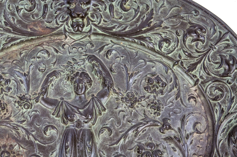 rare late 19th century ornamental patinated cast iron american radiator company figural corporate gift and/or presentation wall plaque with original bronze patina