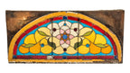original 1880's salvaged chicago interior residential oversized stained glass window with intact pine wood sash frame and multiple jewels