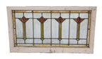 early 20th century interior residential salvaged chicago strongly geometric leaded art glass transom window with repeating abstract floral motifs