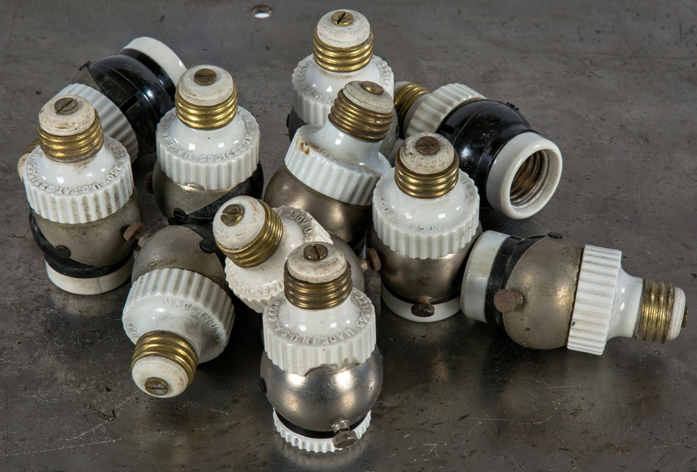 large lot of original and highly sought after adjustable early 20th century bryant socket extensions with nickel-plated brass ball joints and threaded screws