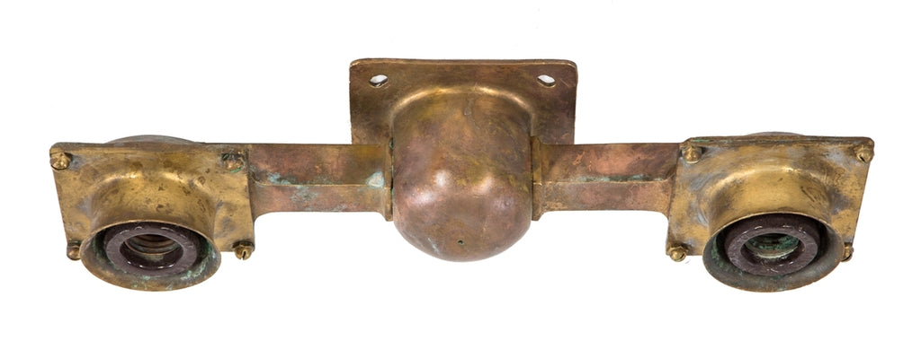 rare early 20th century antique american industrial cast bronze new york city subway double light station fixture with original glazed ceramic sockets