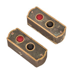 SINGLE matching original early 20th century salvaged chicago american industrial interior factory building flush mount bronze elevator backplates with push buttons and indicator lights