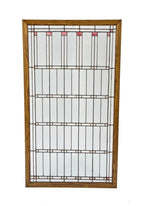 early 20th century historically-important frank lloyd-wright designed oversized william e. fricke house leaded art glass window with custom-built oak wood frame