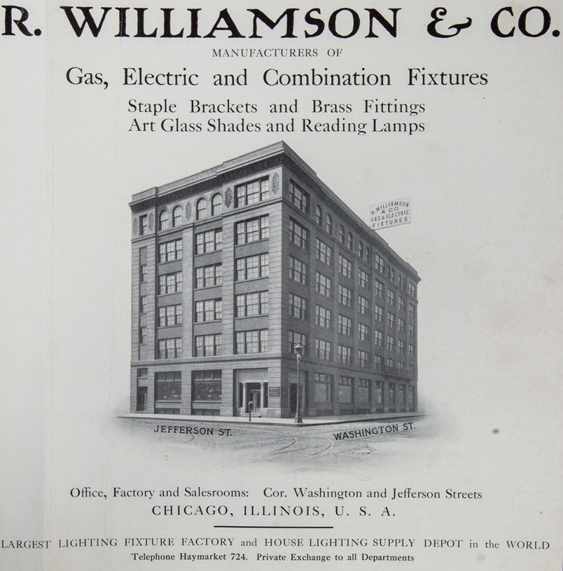rare early 20th century oversized hardbound r. williamson & company profusely illustrated lighting fixture catalog number 17