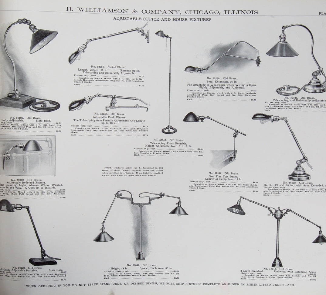 rare early 20th century oversized hardbound r. williamson & company profusely illustrated lighting fixture catalog number 17
