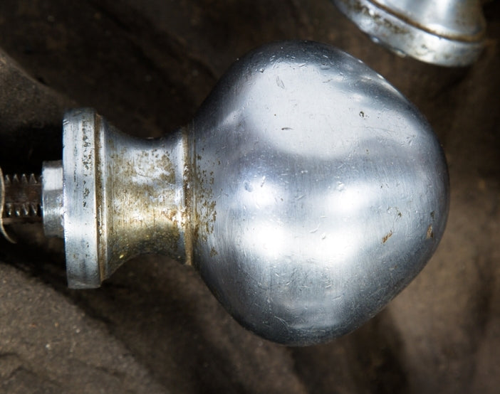 lot of matching original c. 1950's chrome-plated solid stainless steel mid-century modern veterans administration lakeside hospital interior doorknobs