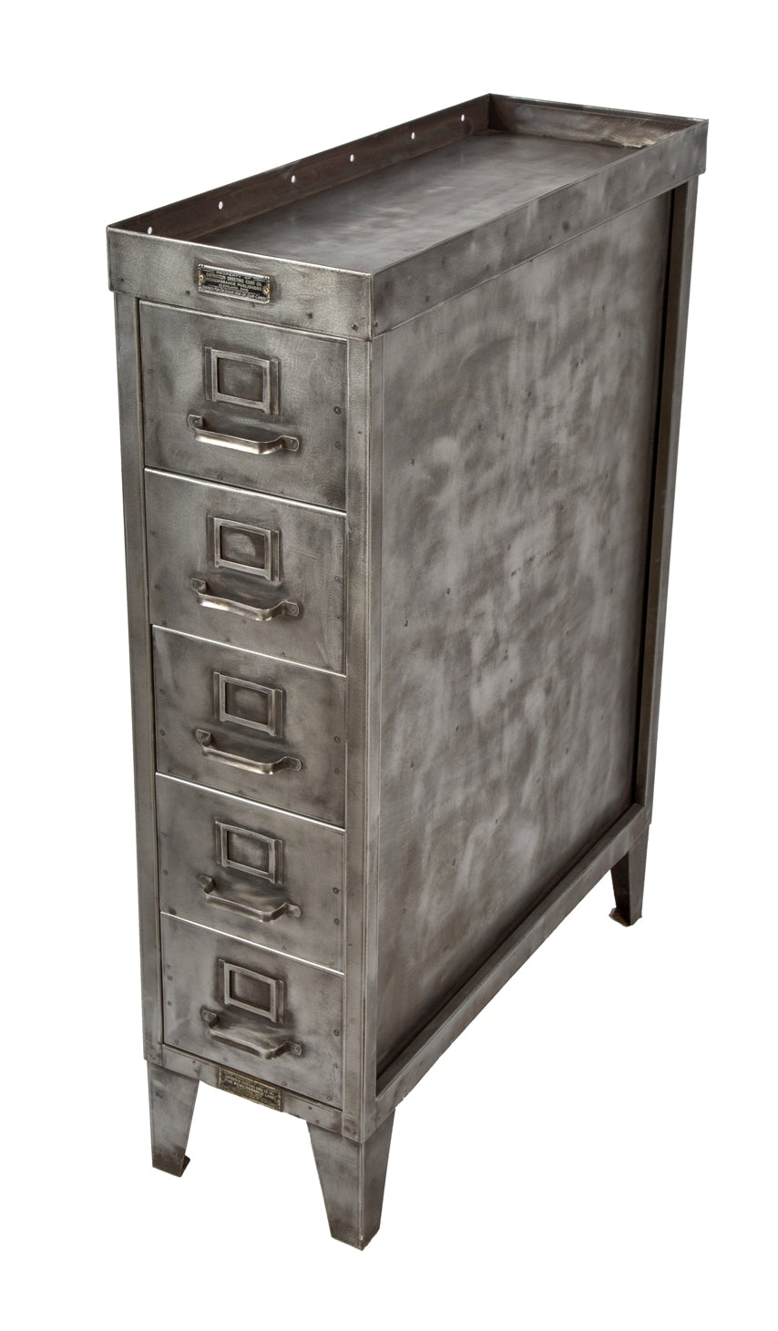 exceptional early 20th century antique american industrial compartmentalized "remembrance line" greeting card five-drawer freestanding storage cabinet with detachable top
