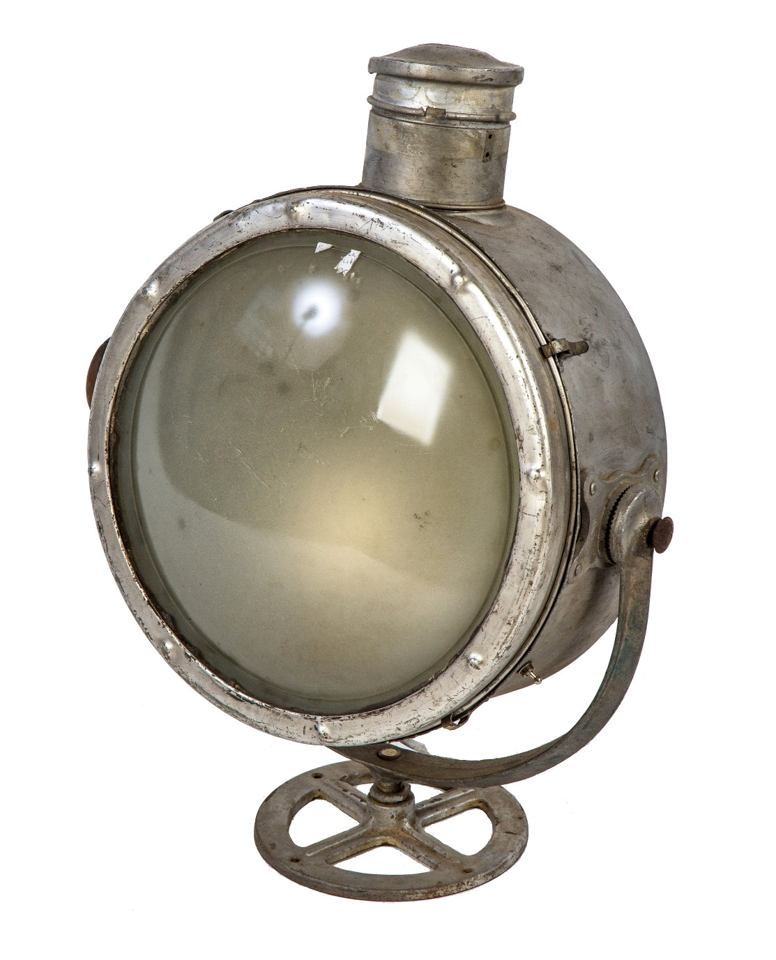 highly sought after refinished antique american industrial fully adjustable salvaged theater brushed metal major brand spotlight with single internal socket
