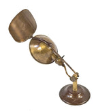 american industrial fully adjustable polished brass "lyhne" portable desk or table lamp with bulbous socket housing and rotating reflector