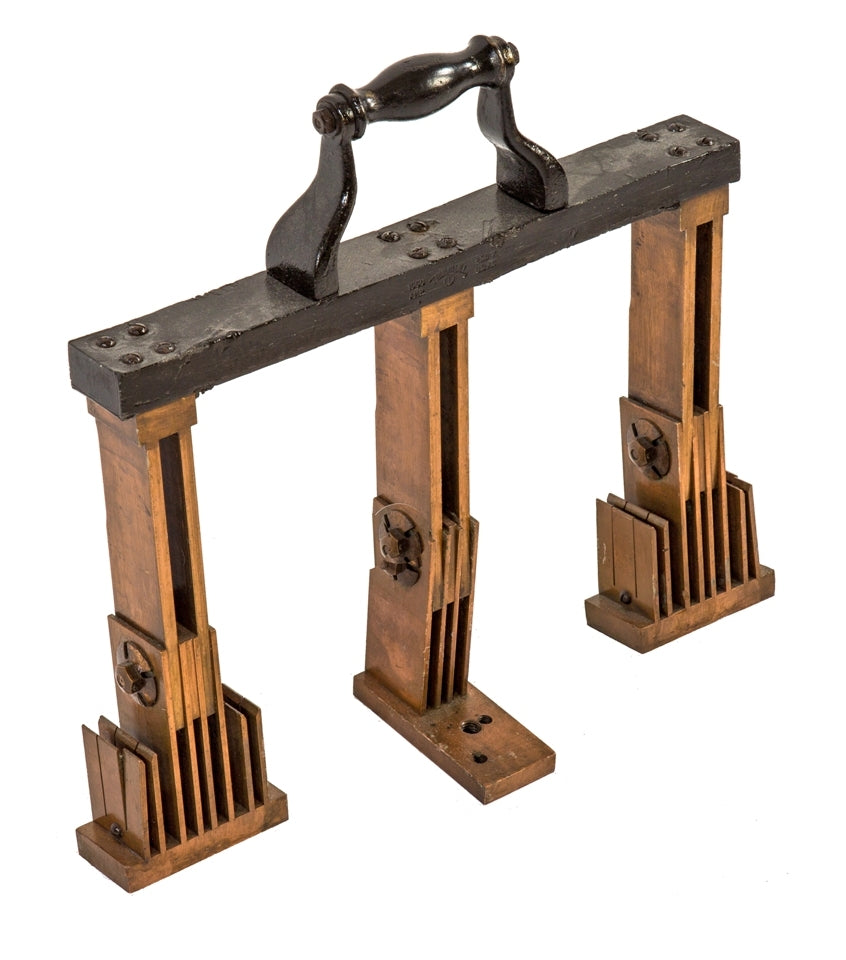 rare oversized antique american industrial early 20th century 1000 amp solid copper three-arm no fuse heavy duty switchboard panel knife switch