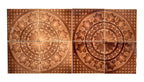 19th century american victorian era set of four majolica glazed interior residential fireplace tile set with concentric rings and leafage