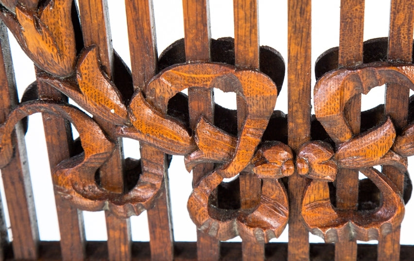hard to find 19th century salvaged chicago double-sided oak wood interior residential room divider grille or screen with laurel wreath and ribbons