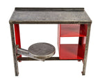 refinished all-welded joint american vintage industrial baltimore prison cell inmate's brushed steel desk with built-in compartments and heavy duty swing-out seat