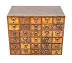 one of three matching solid oak wood early 20th century 30-drawer remington rand chicago library cabinet with original drawers pulls