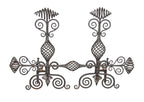 museum-quality all original late 19th century richardsonian romanesque style massive ornamental wrought iron residential or commercial building fireplace andirons