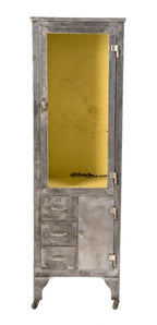 early 20th century chicago cook county hospital operating theater surgical four-legged instrument cabinet with clear glass hinged door and cabriole style legs