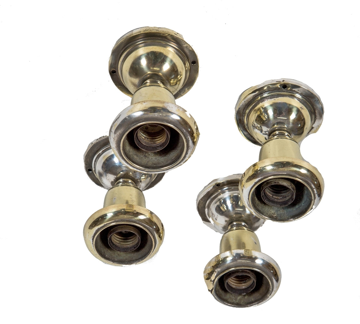 group of four matching early electric interior residential salvaged chicago flush mount single light ceiling lights with polished finish