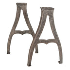 pair of original nicely-shaped early 20th century curvaceous cast iron salvaged chicago factory machine shop lathe legs or bases with brushed metal finish