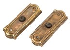 two matching original and fully functional c. 1920's salvaged chicago commercial building cast bronze single flush mount lobby wall push-button elevator cab call backplates