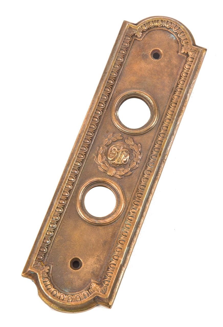original c. 1920 ornamental cast bronze salvaged chicago marshall and fox-designed drake hotel elevator cab or car directional push plate with egg and dart border