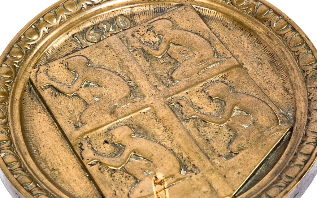 exceptionally rare museum-quality 1890's interior chicago architectural old colony building elevator door "coat of arms" bronze plaque or medallion