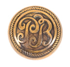 original historically important nicely aged holabird and root-designed pontiac building interior office monogrammed doorknob with rope border