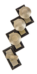 group of original nickel plated c. 1930 machine age art deco cast bronze chicago board of trade interior trading room diminutive doorknobs with matching backplates