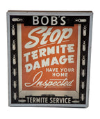 fully functional antique american depression era c. 1930's bug exterminator storefront illuminated neon tube encased advertising sign with distinctive graphics