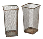 matching set of c. 1930's american salvaged chicago heavily reinforced expanded steel mesh factory office machine shop waste oversized baskets