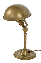 hard to find c. 1930's american industrial yellow brass portable office desk tilting reading or task lamp with rolled rim parabolic shade and weighted base