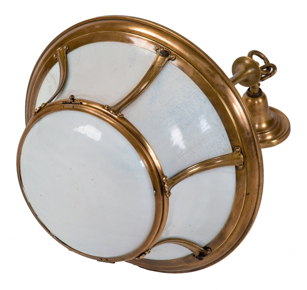 historically important museum quality early 20th century antique american chicago union train station bronze pendant light with white opalescent bent glass panels