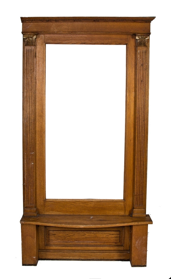 exceptional early 20th century salvaged chicago architectural interior residential wall-mount pier mirror or side console comprised of oak wood with original finish amazingly intact