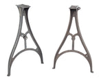 pair of original late 19th or early 20th century antique american industrial brushed cast iron curvaceous cast iron machine or table bases with clear coat finish