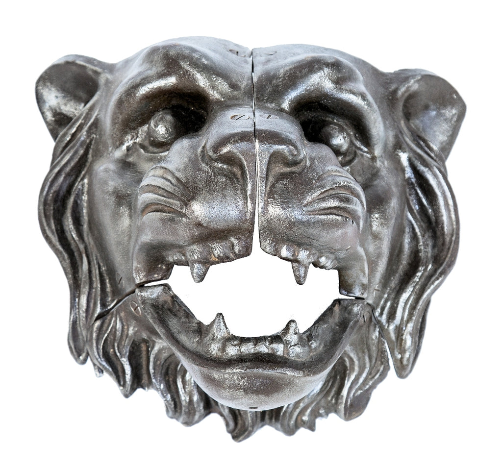 rare all original exterior ornamental cast iron ringling brothers figural lion cage circus wagon figural corner bracket with brushed metal finish