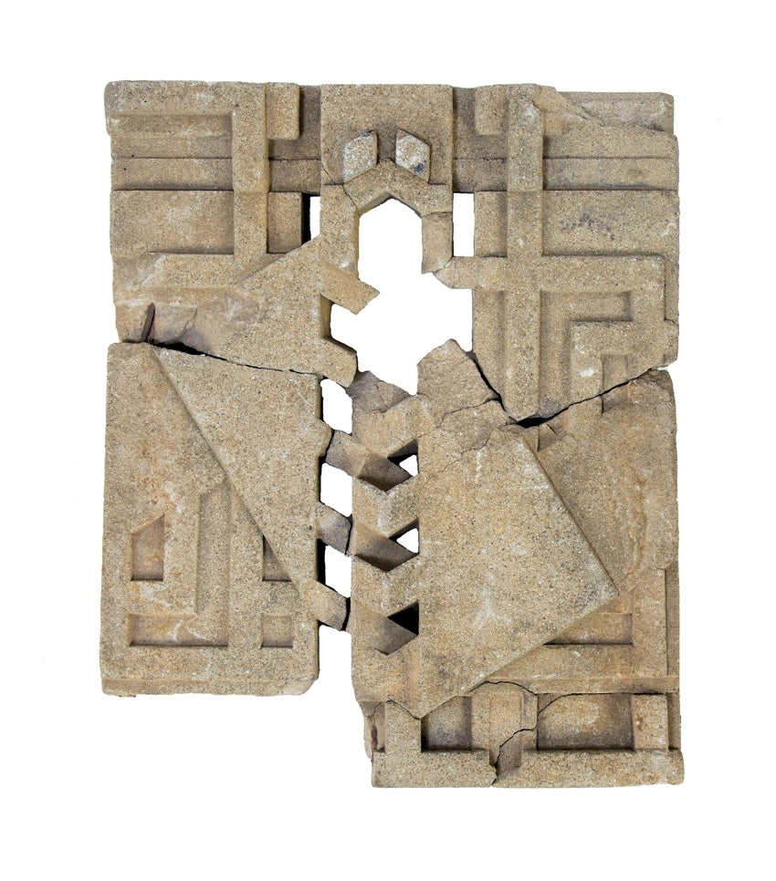 documented museum-quality c. 1914 exterior chicago midway gardens single-sided strongly geometric perforated cast concrete frieze panel