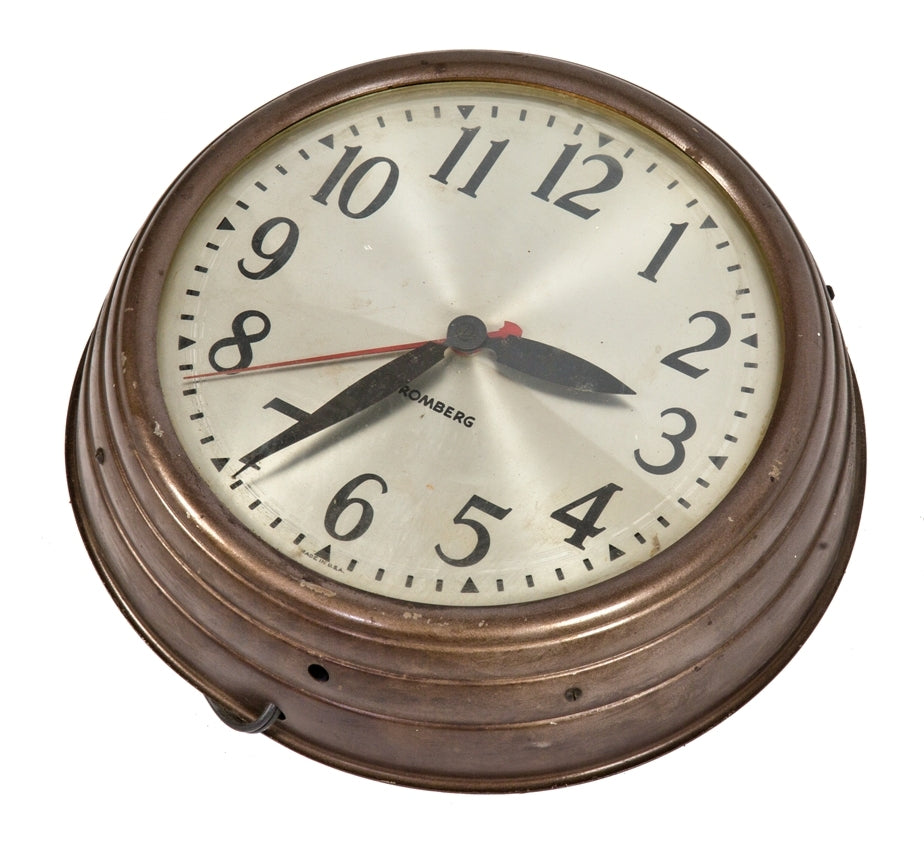 original and intact american art deco style salvaged chicago building stromberg wall-mount time clock with original cord and sweeping second hand