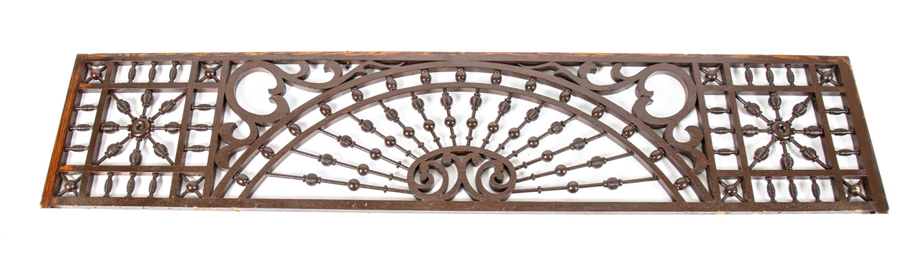 compleetely intact 19th century american victorian era solid oak wood double-sided interior residential room divider fretwork panel