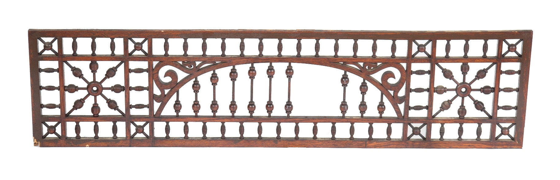 original 1880's victorian era salvaged chicago solid oak wood architectural stick-and-ball interior residential fretwork