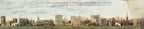 very rare early 20th century framed lithographic print depicting a panoramic view of notable chicago buildings along the historic michigan avenue district