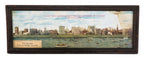 very rare early 20th century framed lithographic print depicting a panoramic view of notable chicago buildings along the historic michigan avenue district