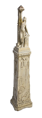 original early 20th century american egyptian revival two-piece freestanding fritz albert-designed northwestern white glazed terra cotta figural lamp base