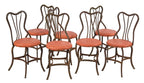 very rare 1903 joseph uhl-designed pressed and folded steel "uhl brothers" soda parlor chairs with original stenciled stamp