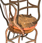 very rare 1903 joseph uhl-designed pressed and folded steel "uhl brothers" soda parlor chairs with original stenciled stamp