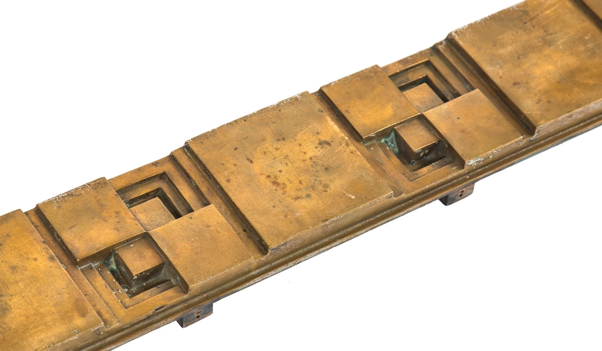 late 1920's museum quality cast bronze "wrightesque" eye and ear infirmary door header designed by the architectural firm of hammond and martin