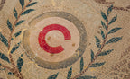 early 20th century museum-quality chicago athletic association building polychrome stenciled fragment with allover crazed finish