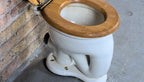 restored late 19th or early 20th century antique american salvaged chicago interior residential lavatory water closet or toilet with copper-lined oak wood tank