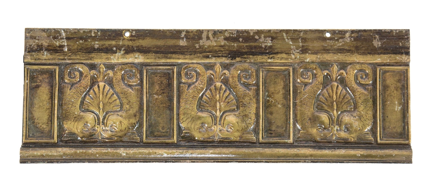 historically important late 19th century original salvaged chicago cast bronze historic fisher building interior lobby elevator cab or car figural frieze panel with nicely aged surface patina