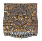 c. 1920's diminutive american ornamental cast iron interior historic oriental theater theater seat end cover plate with original polychromatic enameled finish