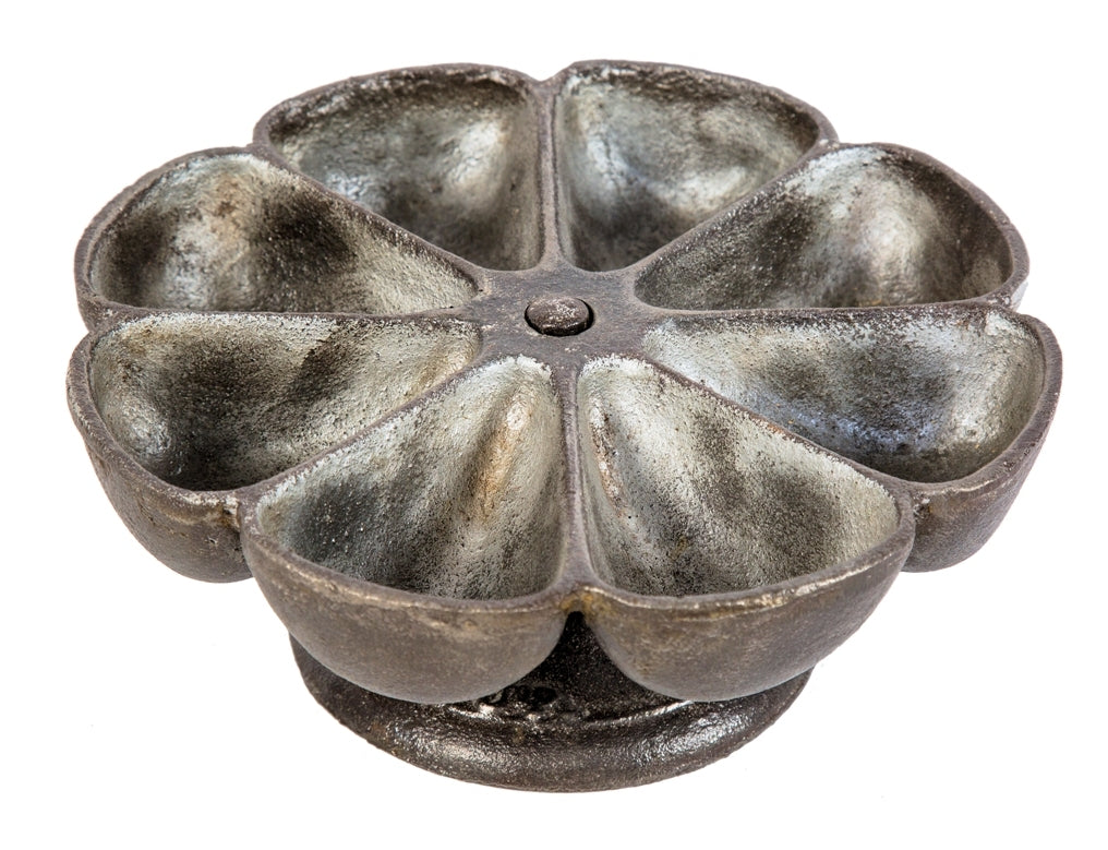 refinished early 20th century antique american industrial revolving workbench "shoemaker" revolving nail cup with brushed metal finish