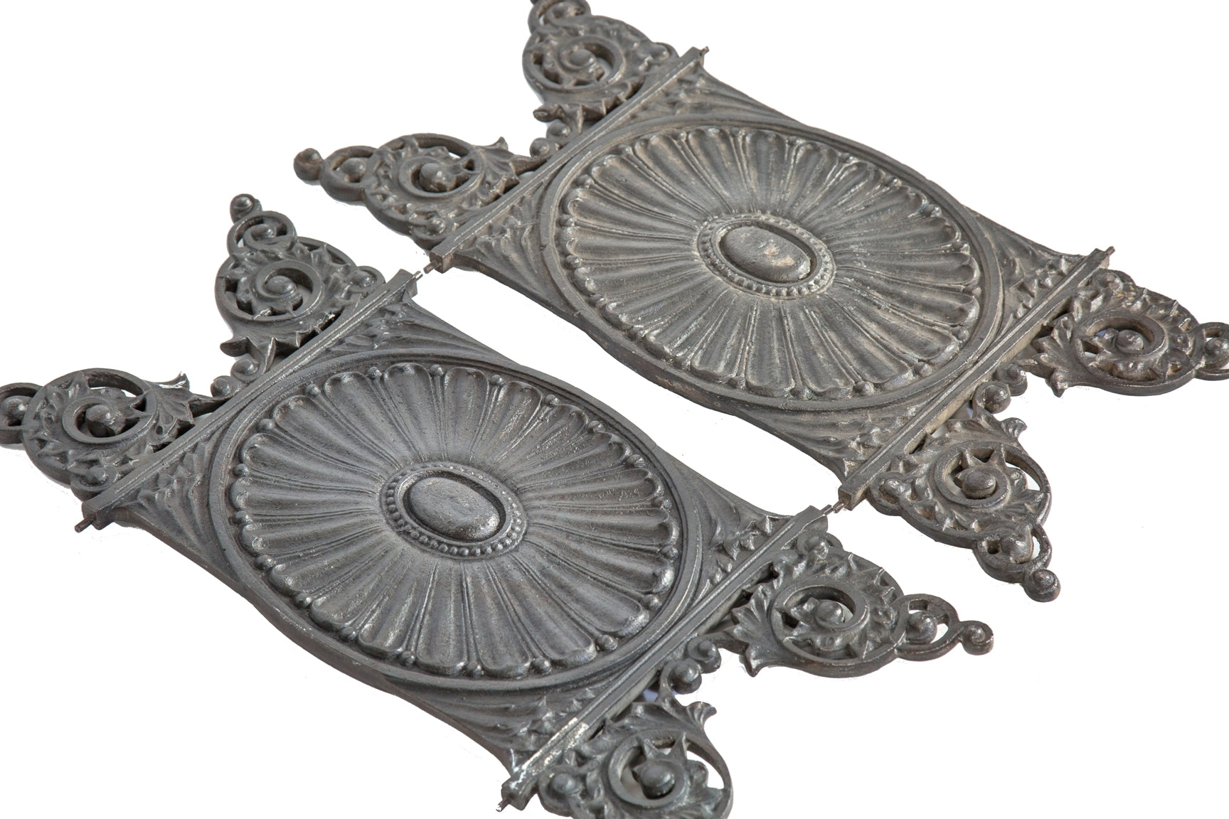 two original and intact late 19th century salvaged chicago william le baron jenney-designed leiter ii building interior staircase baluster panels with bower-barff finish